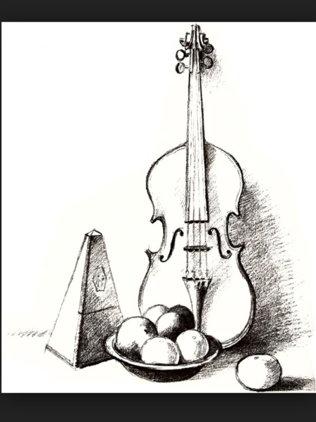 Натюрморт музыкальные инструменты карандашом