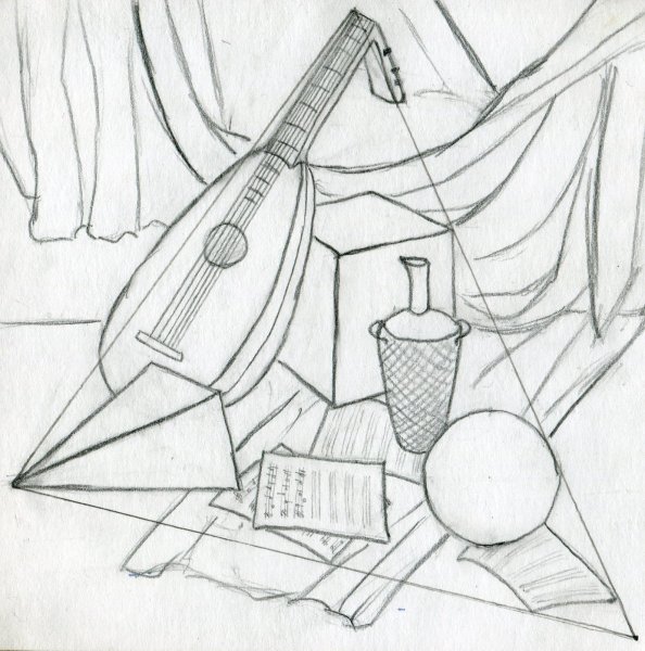 Музыкальный натюрморт карандашом