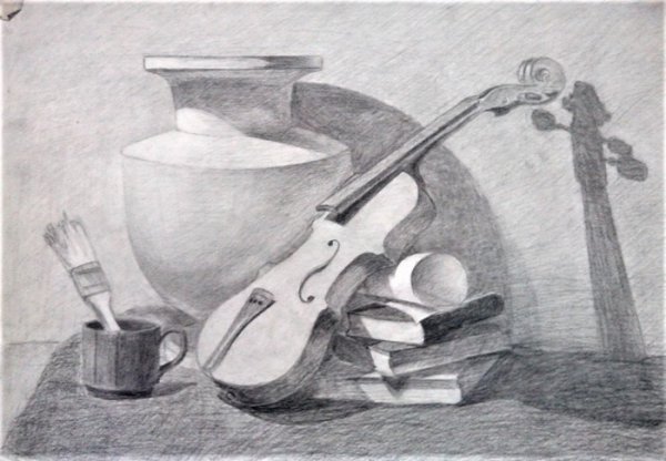 Скрипка рисунок карандашом