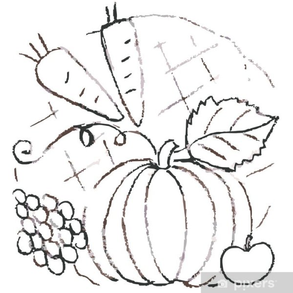 Натюрморт с овощами карандашом