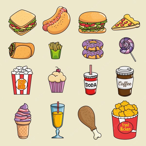 Наклейки еда фаст фуд