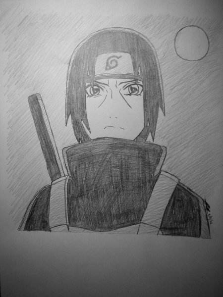 Легкие рисунки карандашом аниме Итачи