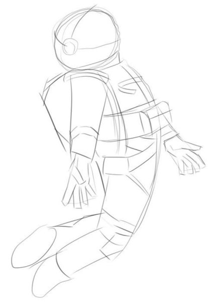 Космонавт рисунок карандашом
