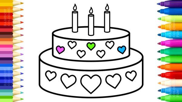 Торт раскраска для детей