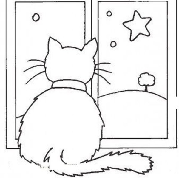Трафарет котика на окно