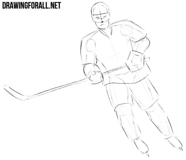 Хоккей поэтапное рисование