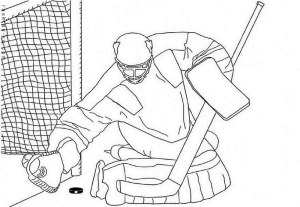 Разукрашка вратарь хоккей