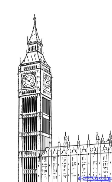 Биг Бен рисунок контур