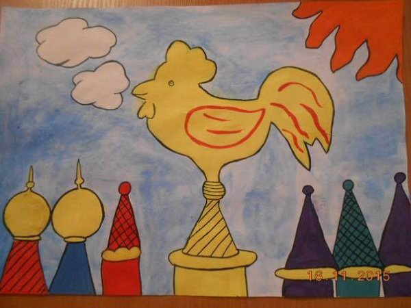 Золотой петушок рисунок карандашом