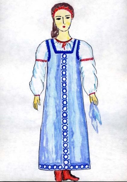 Человек в народном костюме рисунок