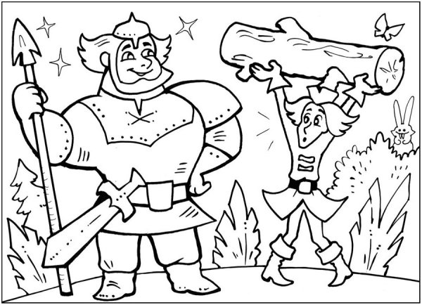 Раскраска богатырь Добрыня Никитич