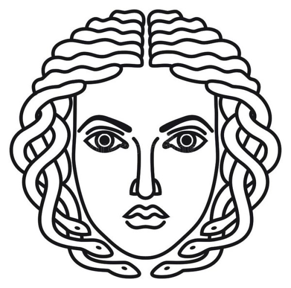 Голова медузы Горгоны рисунок для детей