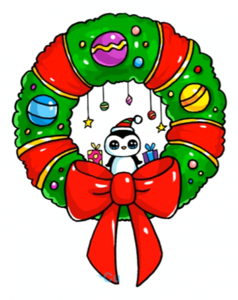 Рождественский венок раскраска