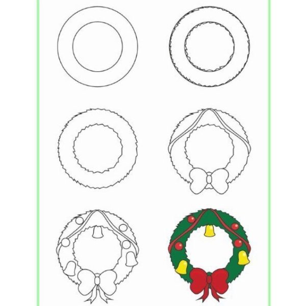 Новогодний венок рисование