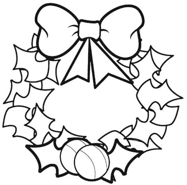 Новогодний венок раскраска