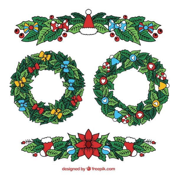 Новогодний венок рисунок