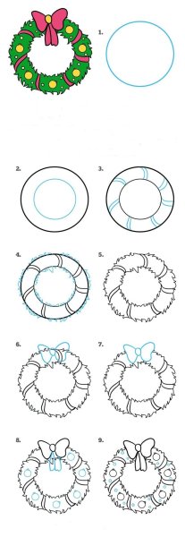 Раскраски новогодние венки