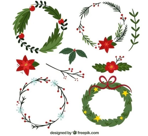 Акварельные новогодние венки