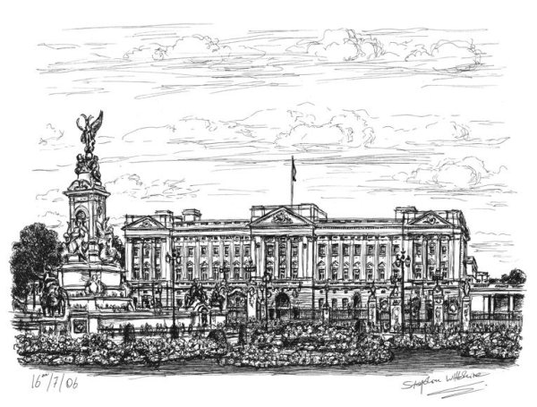 Екатерининский дворец в Царском селе в карандаше