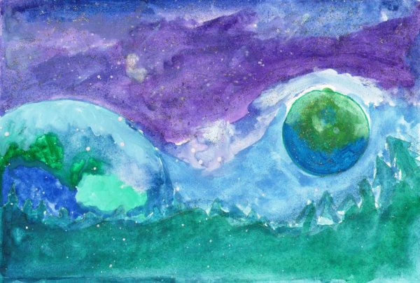 Космический пейзаж рисовать