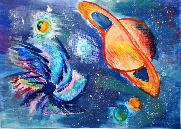 Космос красками для детей