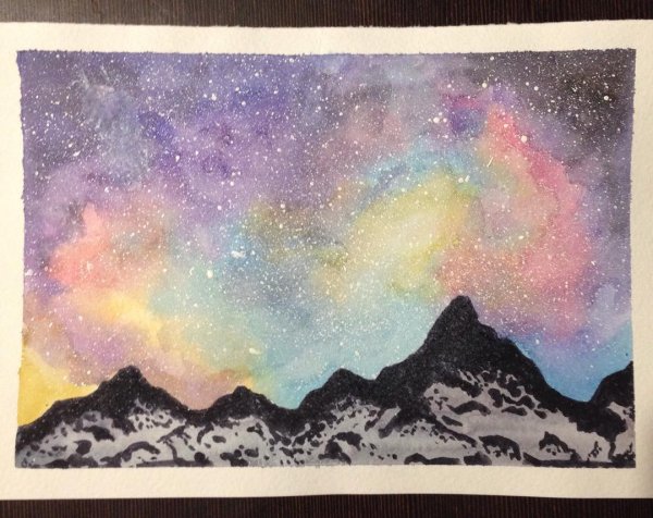 Космический пейзаж красками