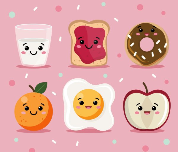 Кавайные фрукты для наклеек