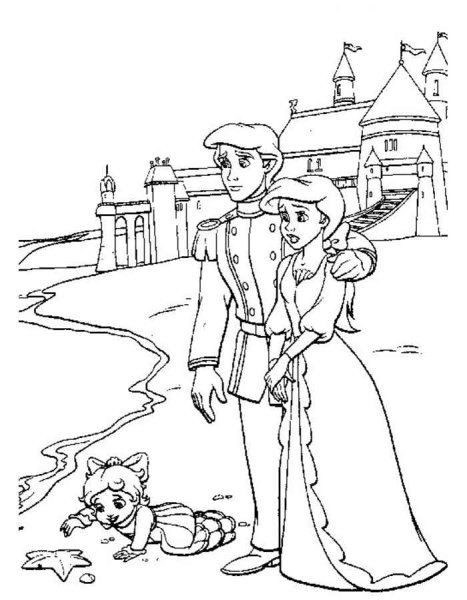 Раскраска Русалочка Ариэль и Мелоди