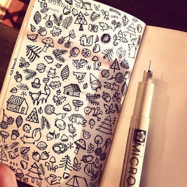 Рисунки для скетчбука лёгкие маленькие