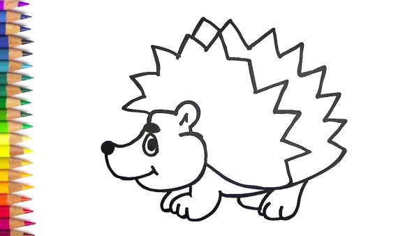 Пошаговое рисование ежика