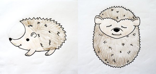 Схема рисования ежа для детей
