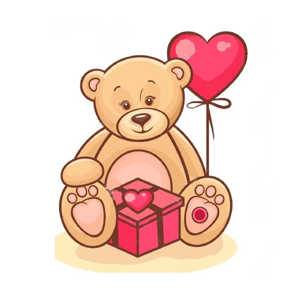 Мишка с подарком рисунок