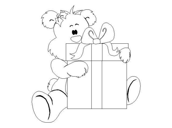 Раскраска Медвежонок с подарком