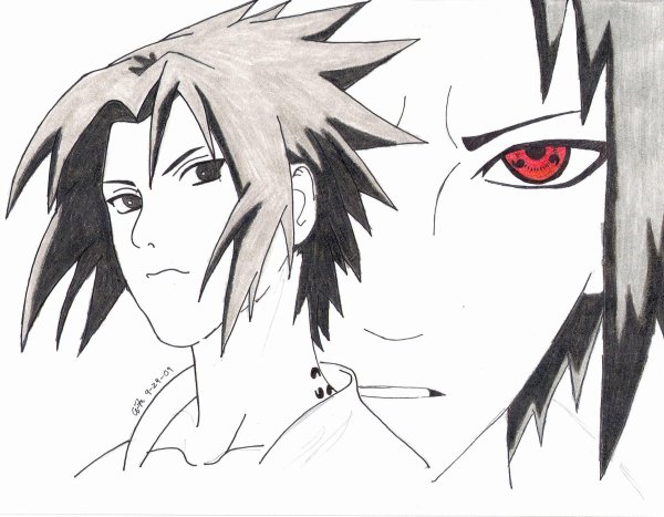 Саске Учиха для срисовки