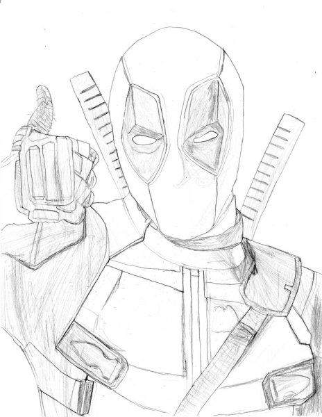 Дэдпул карандашом в полный рост