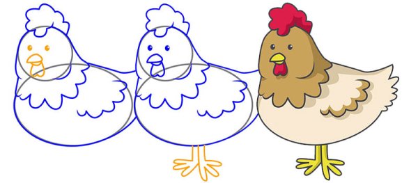 Курица поэтапное рисование