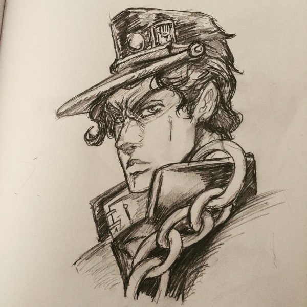 Джотаро Куджо рисунок карандашом