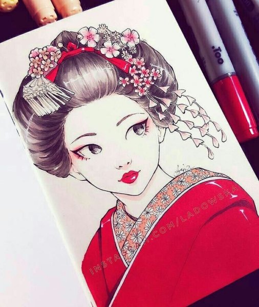 Мультяшная девочка с длинными волосами