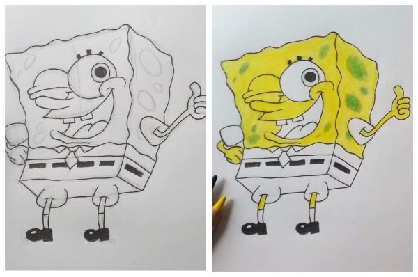 Рисовать Спанч Боба и Патрика