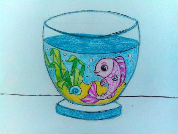 Нарисовать аквариум с рыбками