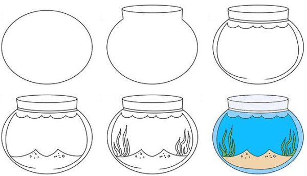 Аквариум рисунок легкий