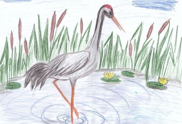 Детские рисунки журавлей