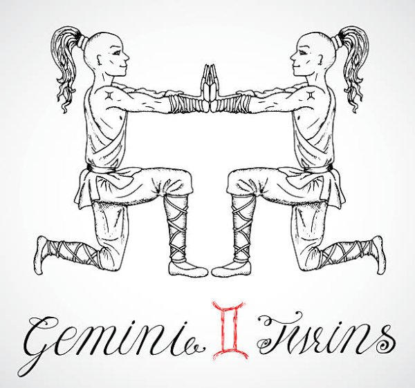 Рисуется знак зодиака Близнецы