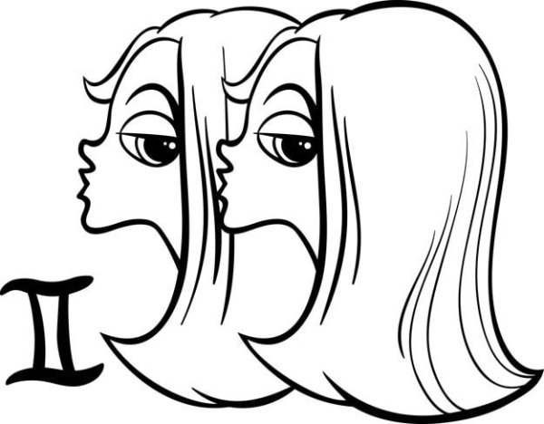 Раскраска Близнецы знак зодиака