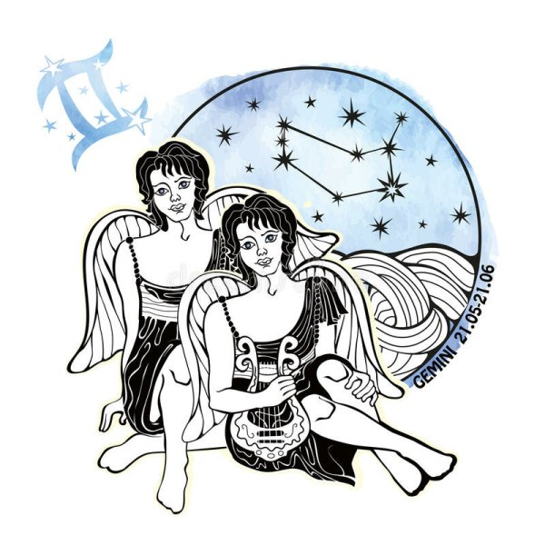 Знак зодиака Близнецы на белом фоне