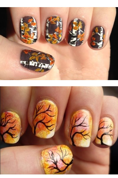 Осенние ногти легкие