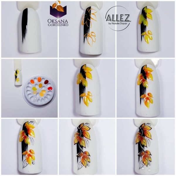 Осенние дизайны ногтей пошагово