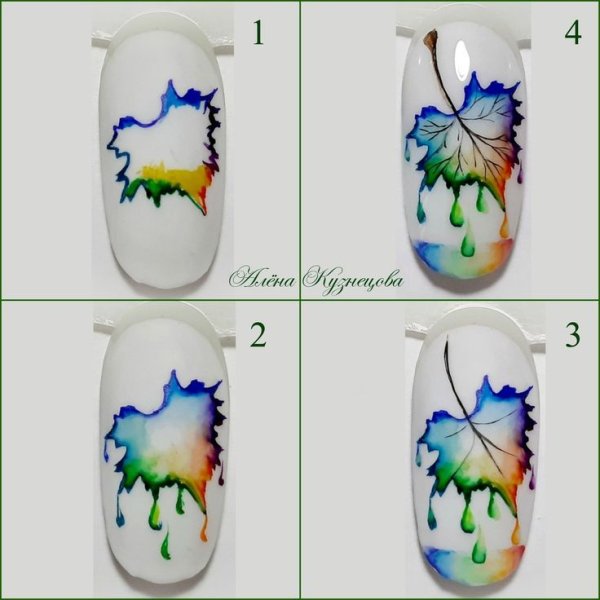 Рисование акварелью на ногтях