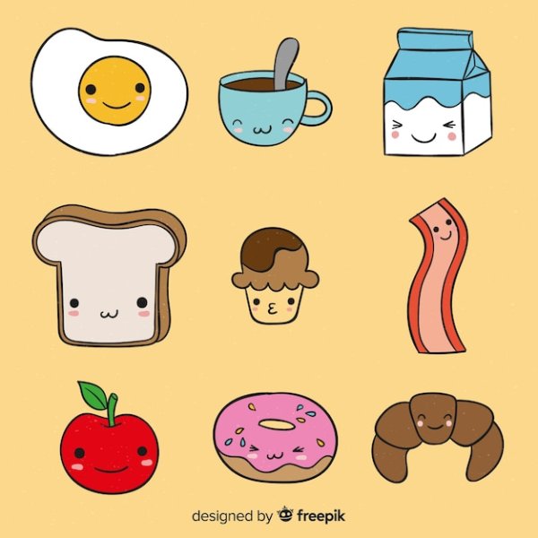 Лёгкие рисунки еда