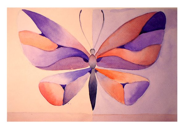 Закат на море гуашью